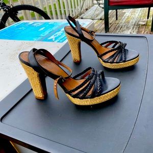 Espadrilles high heels. Size 9 1/2. Black. Carlos Santana
